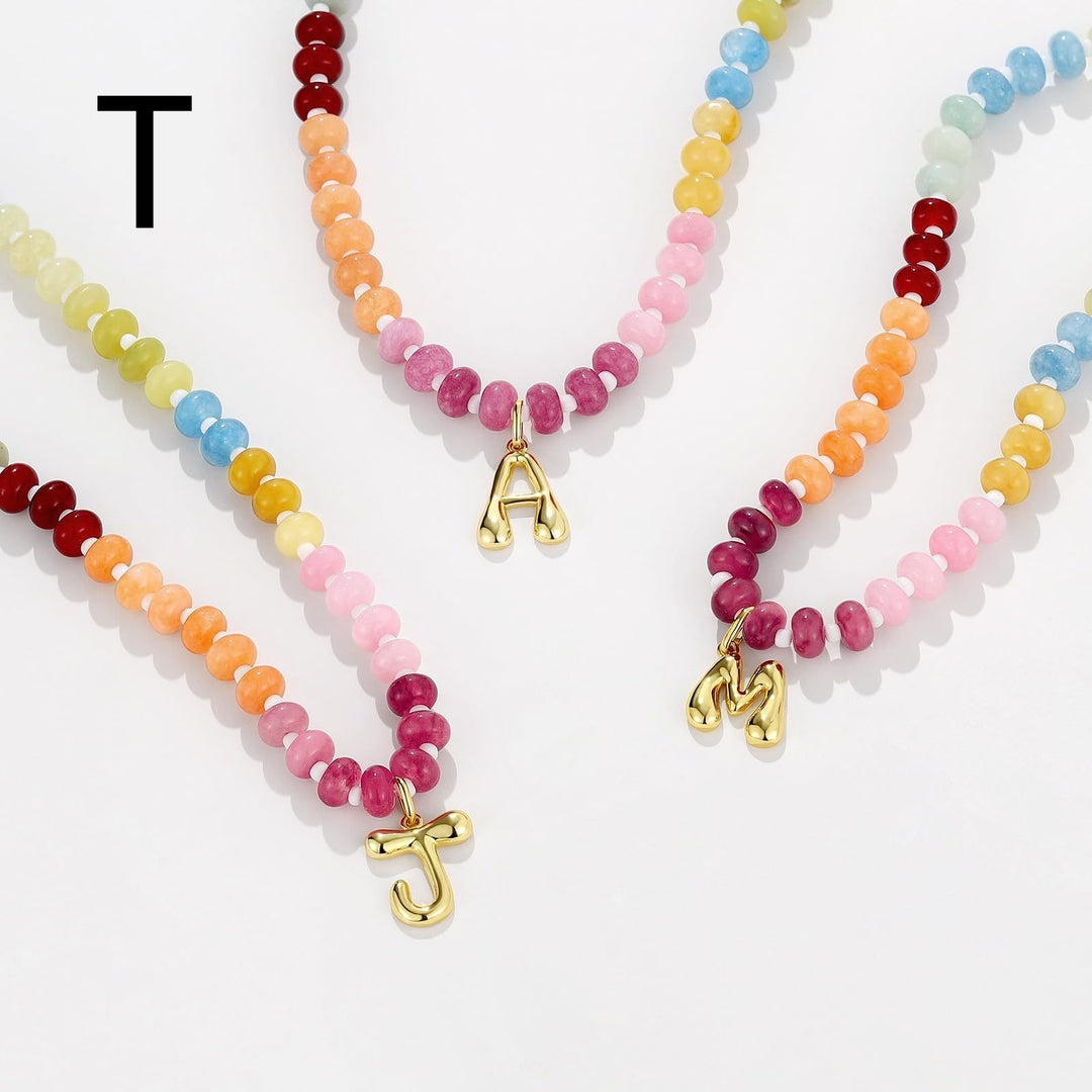 26 Bubble Letter Pendant Collier Abacus Beads Collier