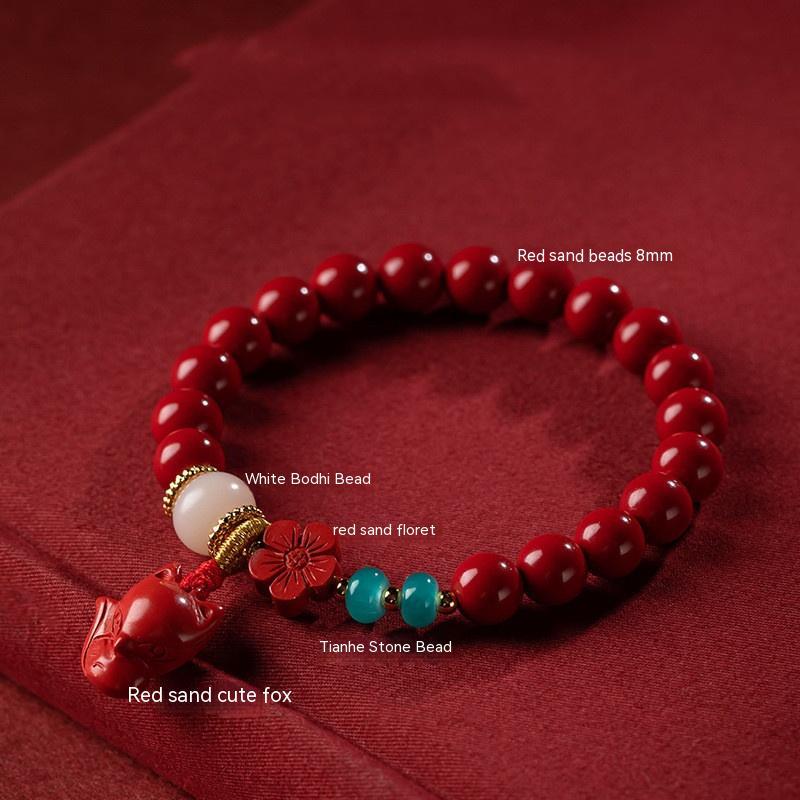 Women's Fashion Simple Red Flower Fox Bracelet