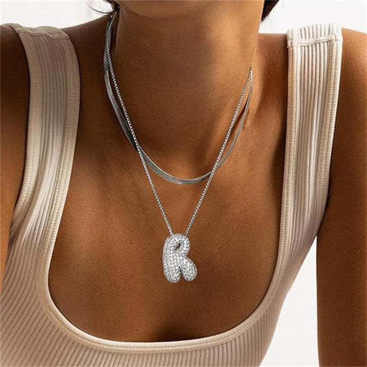 Collier de lettre d'anglais en laiton Zircon Balloon