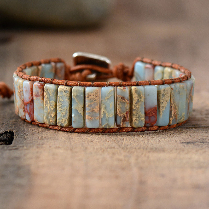 Brazalete de tejido de cuentas hechas a mano