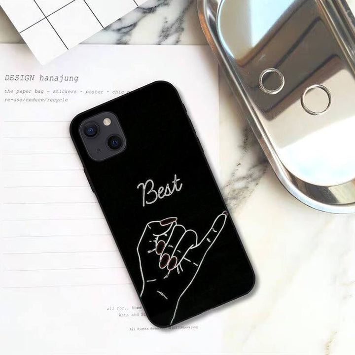 White Lines Holding Hands Couple New Phone Case