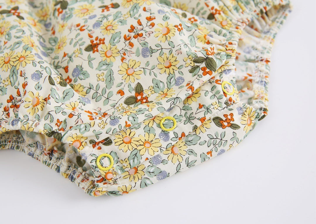 Sommarmode babykläder blommor baby i ett stycke byxor