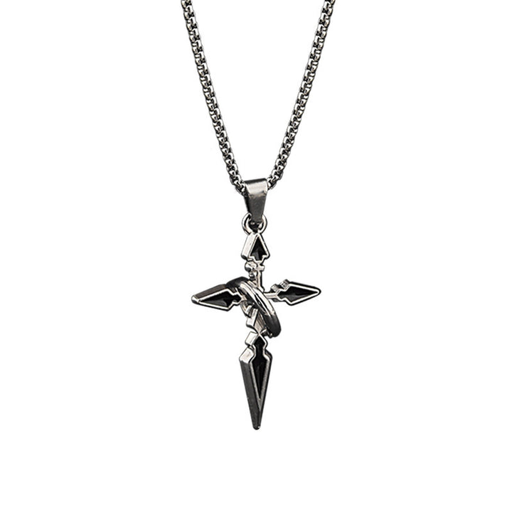 Collier de pendentif croisé noir à huile à huile noire