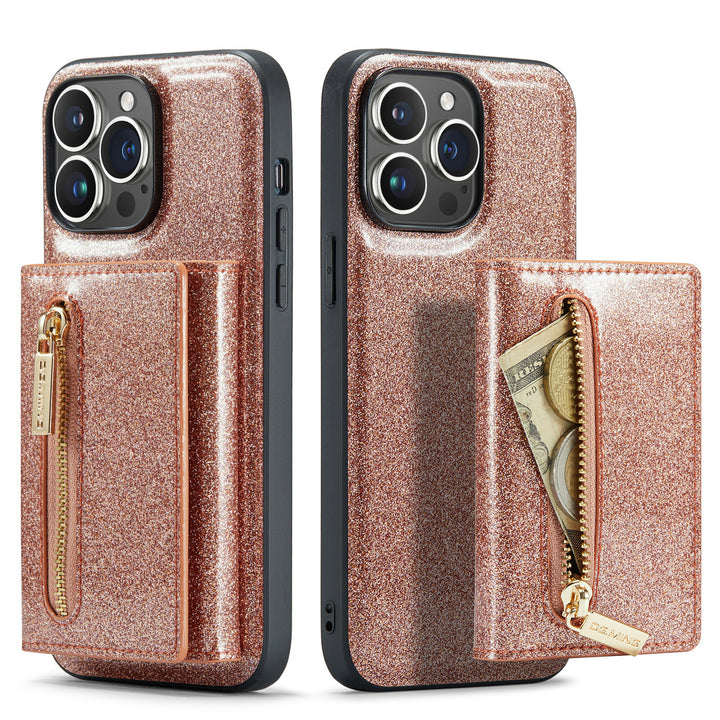 Glitter-portemonnee beschermende twee-in-één magnetische telefoonhoes