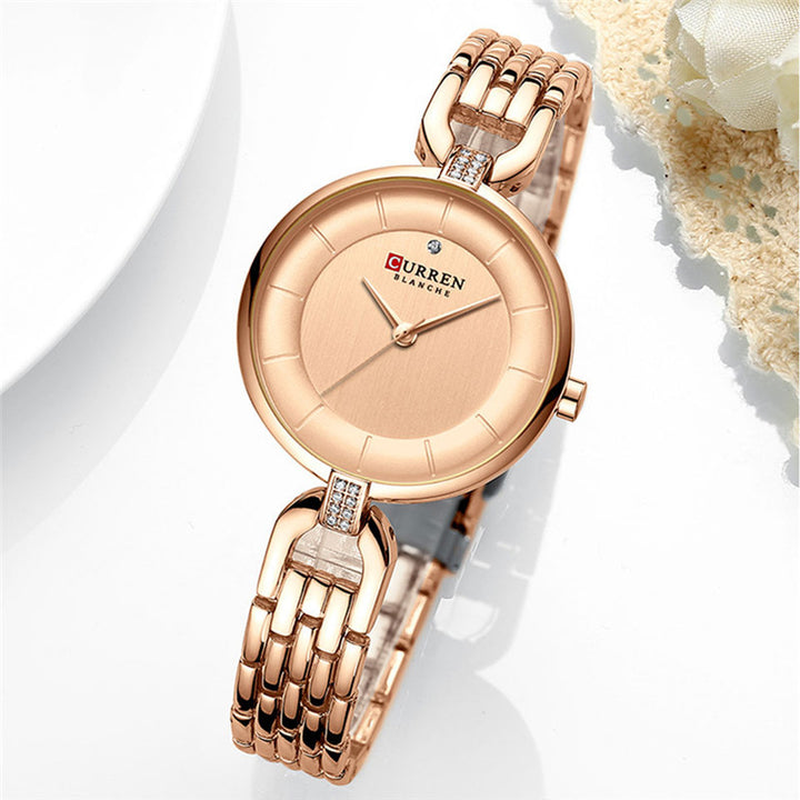 Moda Women's Rhinestone Watch de cuarzo impermeable.