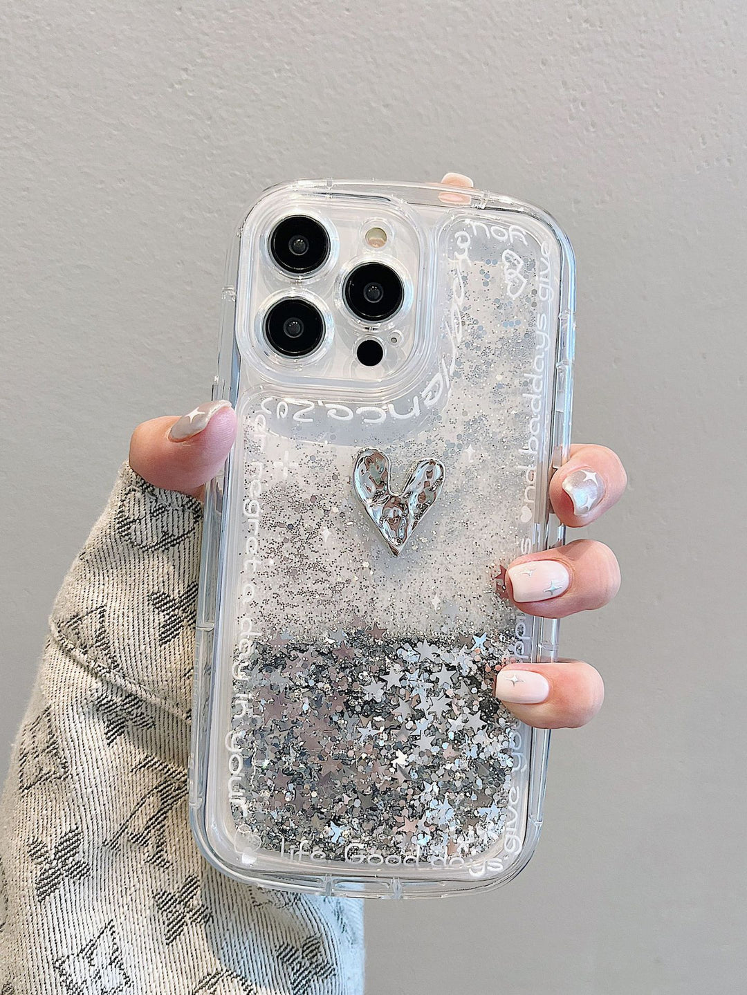 Silver Love Quicksand Shell Suitable For Phone Case