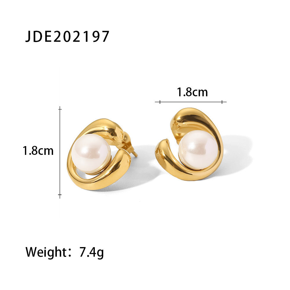 18K arany rozsdamentes acél fülbevalók geometriai gyöngy csap fülbevalók