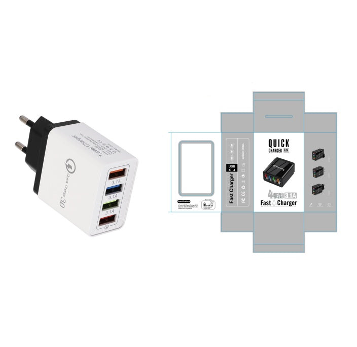 Charger USB Quick Charge 3.0 4 Adaptador de teléfono para tableta Cargador de móvil Portable Mall cargador