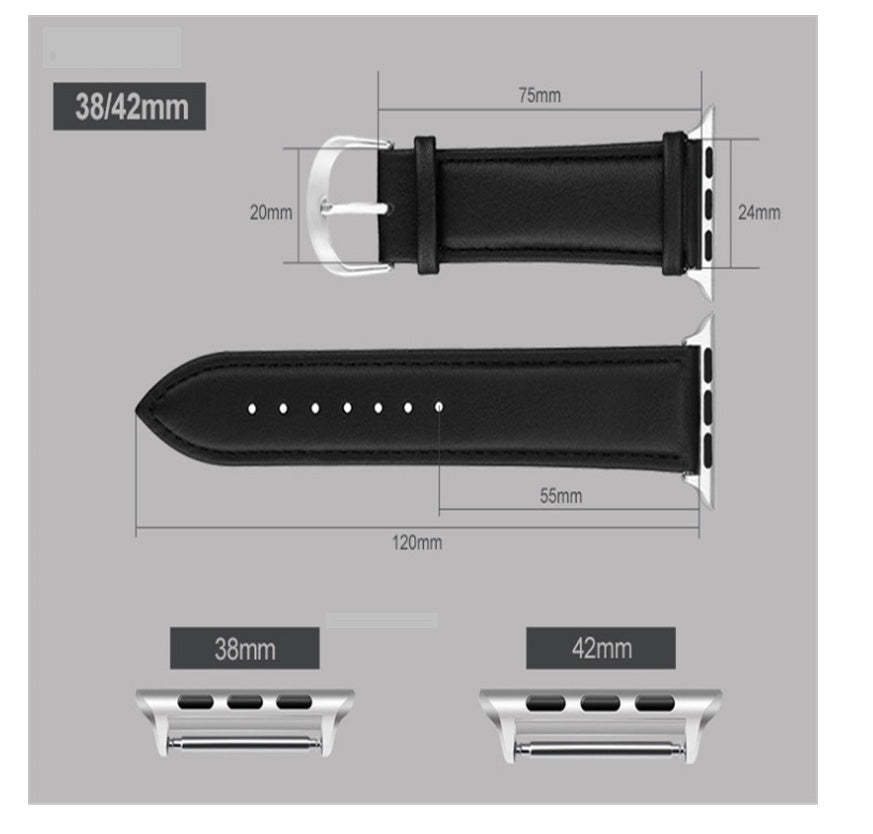 Top layer leather watch strap