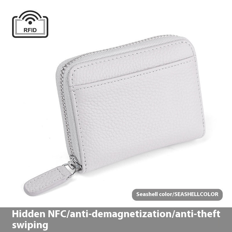 2024 RFID Genuine Lederkarte Brieftasche Frauen Geldbeutel mit Münzpocket Reißverschluss Kreditkarte Halter kleine Brieftaschen Taschen