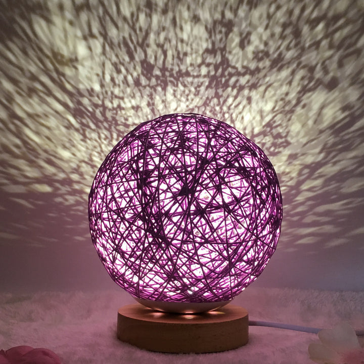Amazon Hot Selling Linen Linen Lampa de masă roman și unic LED inteligent USB7 Color RGB16 Color Color Control Rattan Ball Lampa
