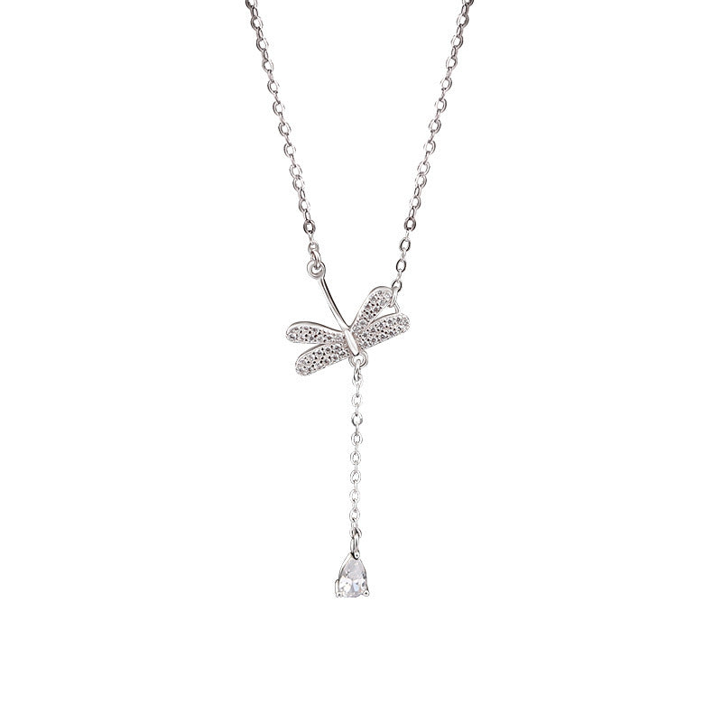 Collier de glands à eau de libellule pour les femmes en argent sterling simple