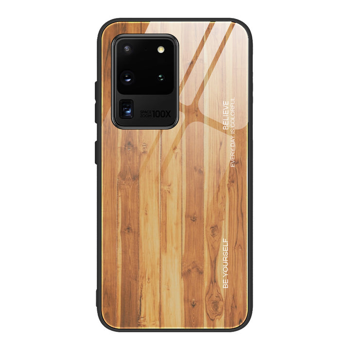 Деревянный зерно с закаленным стеклянным телефона