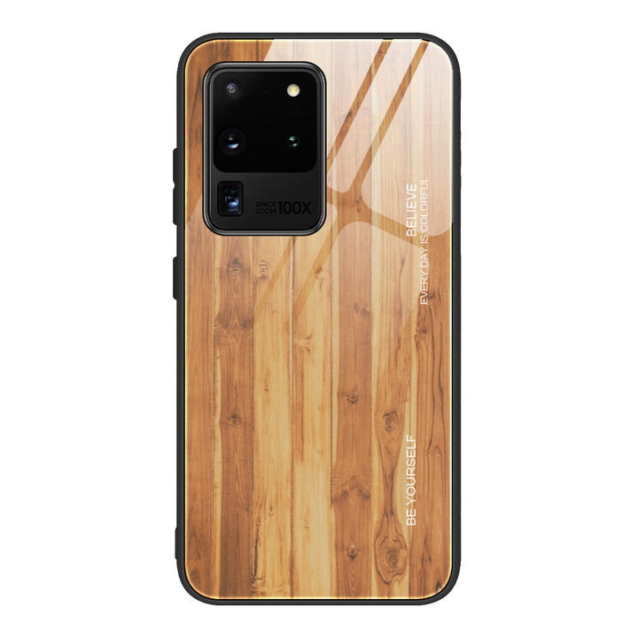 Étui de téléphone en verre trempé en bois