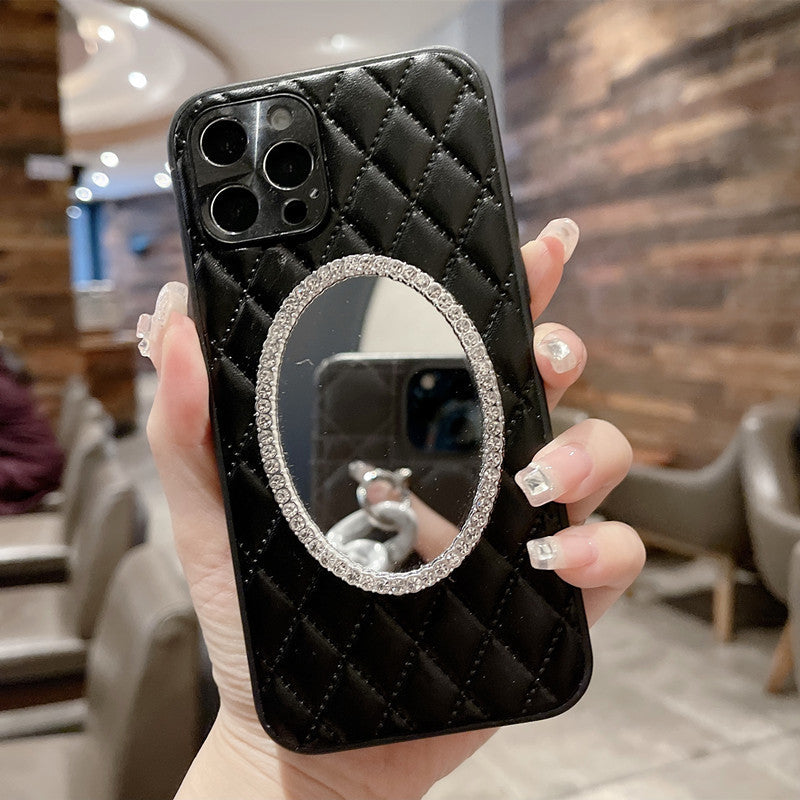 Mobile Phone Case Mirror Diamond Soft Leather