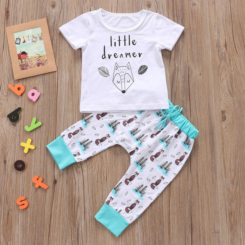 新生児の服セットTシャツトップス+パンツリトルボーイズアンドガールズの衣装