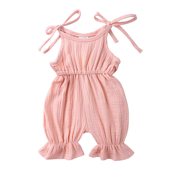 Yeni gelenler yeni doğan bebek bebek kızlar kolsuz katı romper tulum kıyafeti
