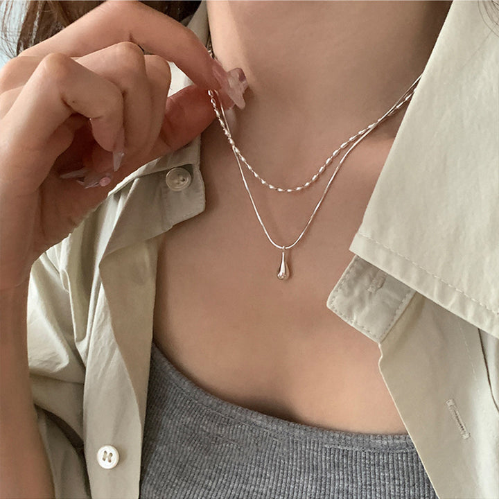 Women's Minimalist Water Drop Pendant Double-layer Necklace