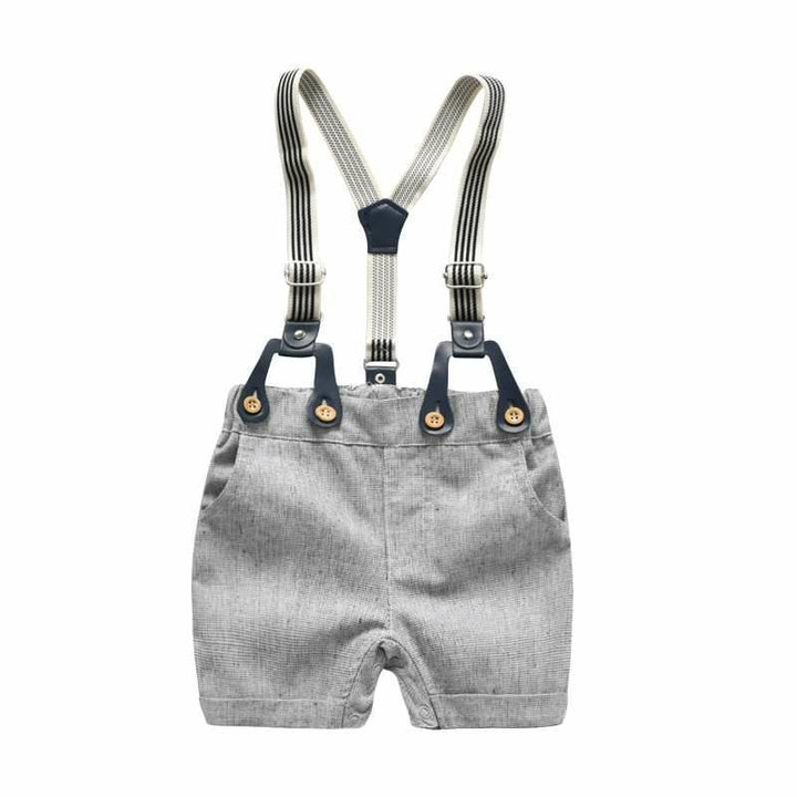 Baby Clothes Suspender Pants Suit Short Sleeve Cotton Gentleman Outwear Trendy