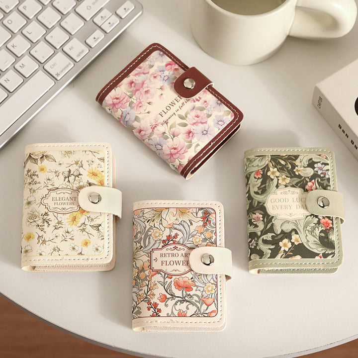 Women's Flower Oil Painting Retro Style Large Capacity Card Holder