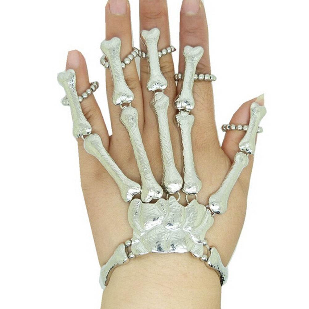 Стильный скелетный череп рука рука пальцы костяные рабыни браслет сплавные браслеты Pulseiras Bangle Chain для женщин