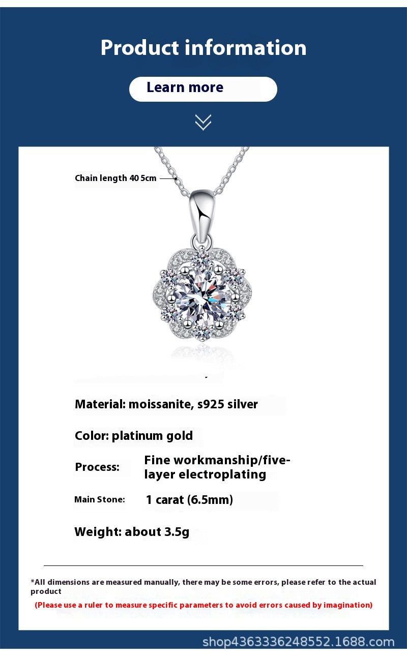 S925 Sterling Silber Anhänger Moissanit Halskette
