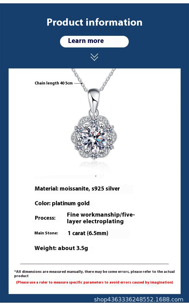 S925 Sterling Silver Pendant Moissanite Necklace