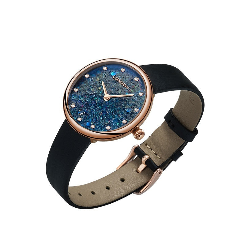 Zafiro reloj de diamante pequeño y simple para mujeres de diamantes