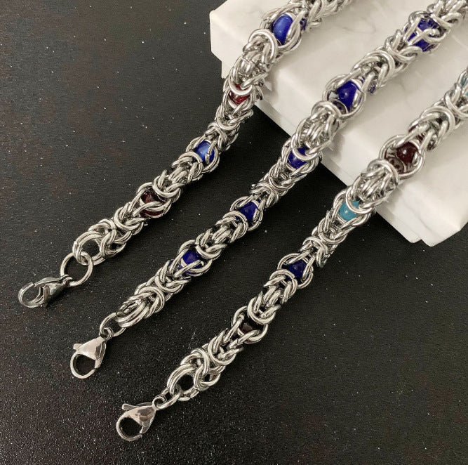 Klein Blue Beads Diseño avanzado Avanzado Metal Heavy New Bracelet for Women