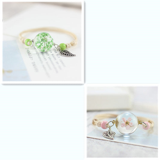 Einfache pflanzliche getrocknete Blütenblätterglaskugel Armband Löwenzahnhimmelsterne