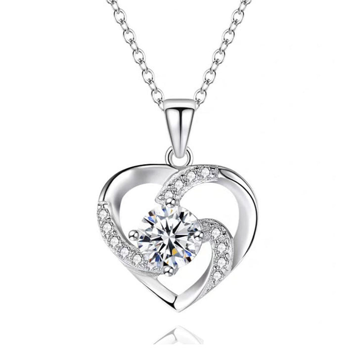 Fashion Lady Heart Colgante chapada 925 Joyas de collar de plata