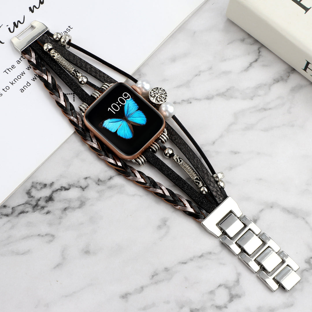 Vintage Metall Leder Schmuck Armband Smart Watch Armband