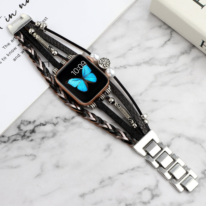 Vintage Metall Leder Schmuck Armband Smart Watch Armband