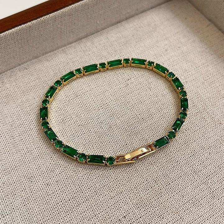 Copper Micro Inlay Vintage Emerald Zircon Bracelet