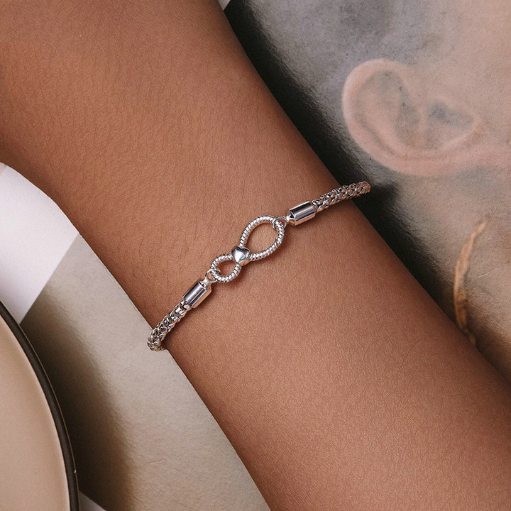 S925 Sterling Silver Minimalist Infinite Loop Jewelry Women's Bracelet