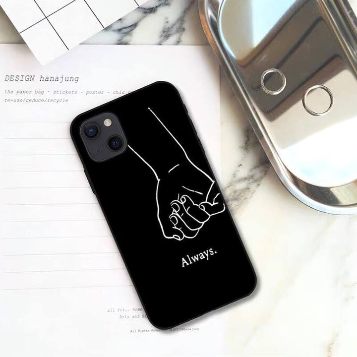 White Lines Holding Hands Couple New Phone Case