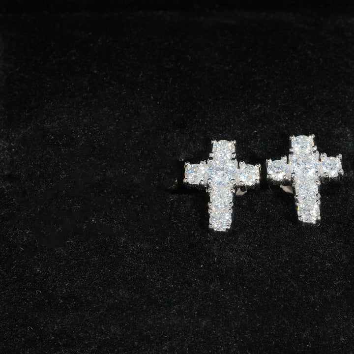 Cross S925 Silver Hip Hop Jewelry DF sieraden oorbellen