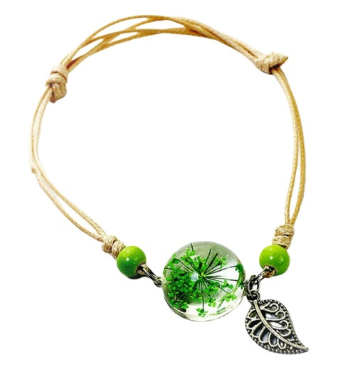Einfache pflanzliche getrocknete Blütenblätterglaskugel Armband Löwenzahnhimmelsterne