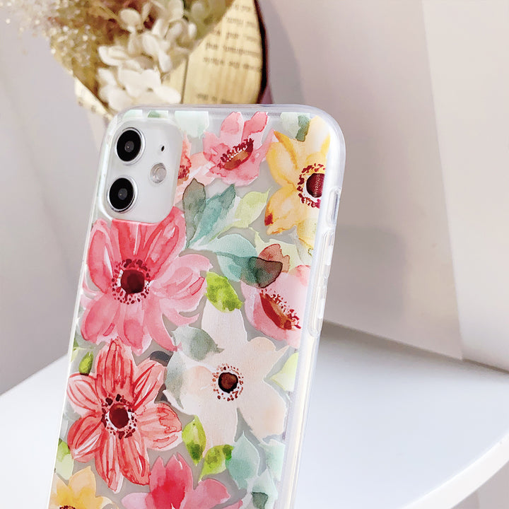 Compatibil cu Apple, carcasă de telefon din silicon cu flori