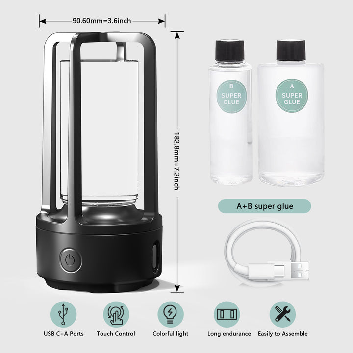 Inga tillbehör 2 i 1 DIY Audio Crystal Light and Bluetooth Speaker Gift Touch Harts Night Light