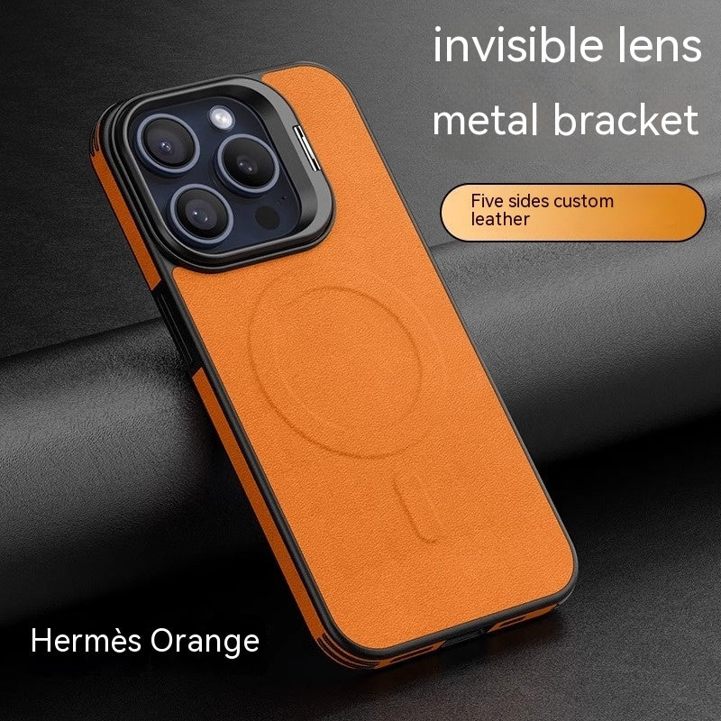 Leather Invisible Bracket Phone Case Magnetic All-inclusive Drop-resistant