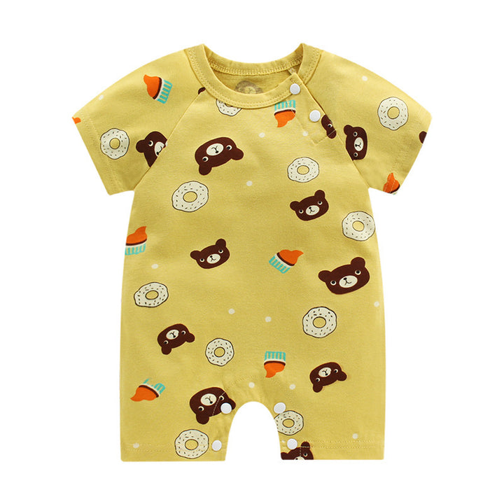 Ново лято бебешки дрехи от еднократно облекло за пристанищни дрехи Новородено бебе памук с къс ръкав тънък чатал за пълнене на дрехите на едро