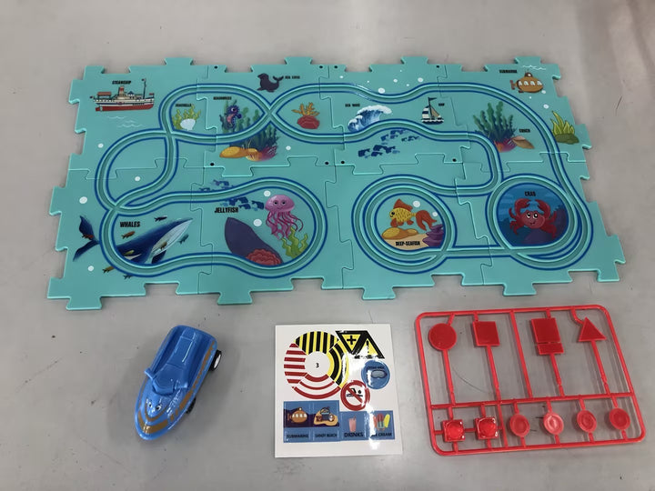 Kinder Puzzle Elektrik Railroad Speeder DIY Assembly Elektroauto Automatische Bahnstädte Bauen Bildungs ​​Geschenk Spielzeuggeschenk