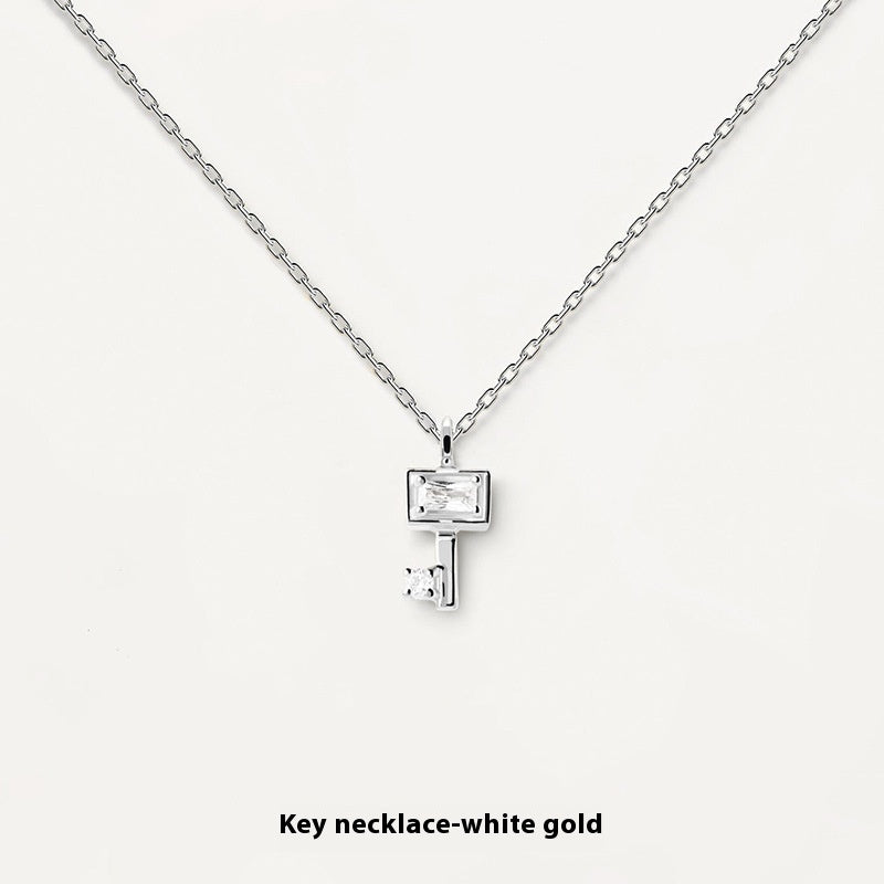 Special Interest Design Love S925 Sterling Silver Key Necklace