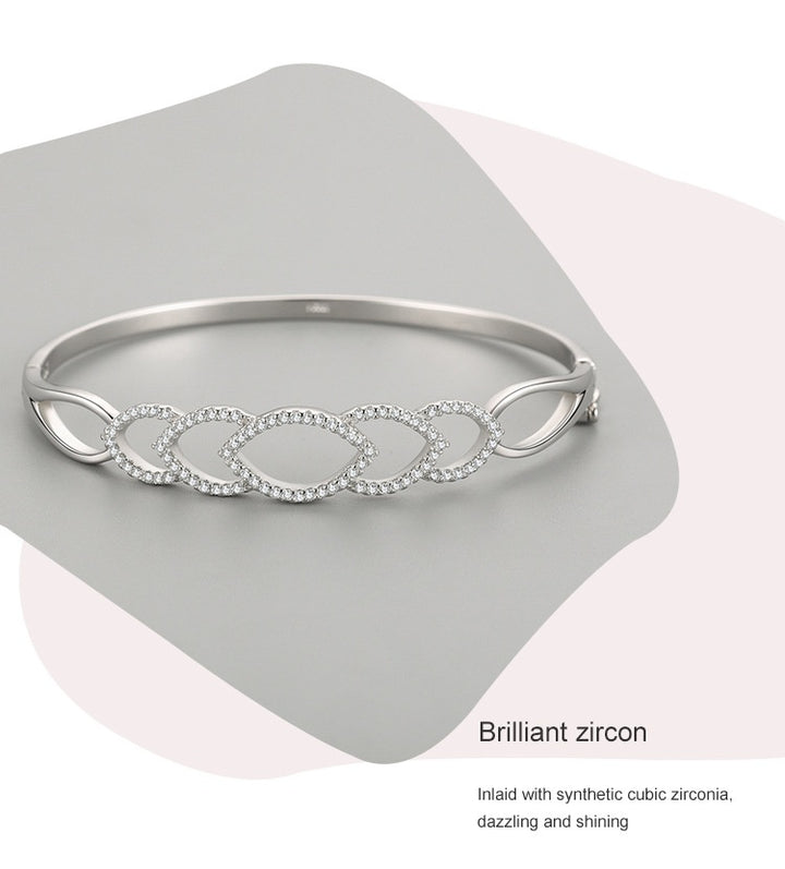S925 Sterling Silver Women's Chain Hollow Jeweled Bracelet