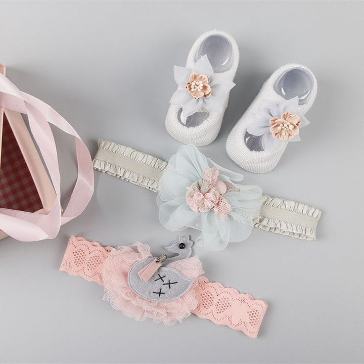 Neue Babyhaarzubehör Socken und Schuhe Set Box
