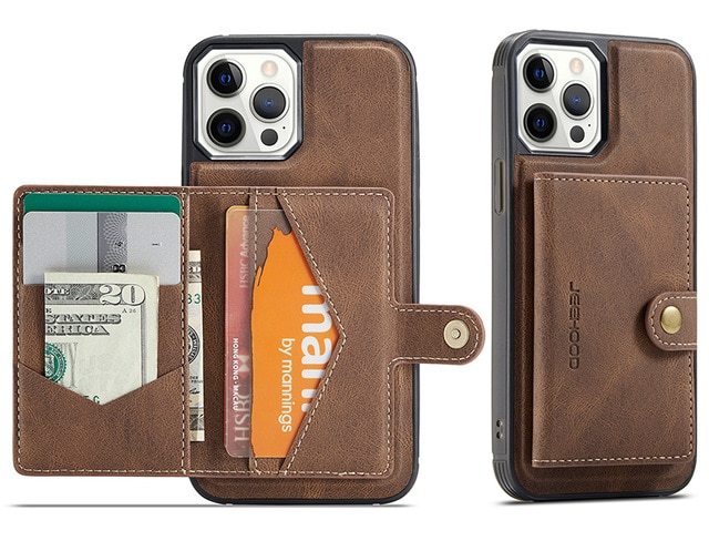 Kompatibilis az Apple, multifunkcionális mágneses kártya -tartó mobiltelefon -eset iPhone12Pro Max Coin pénztárca