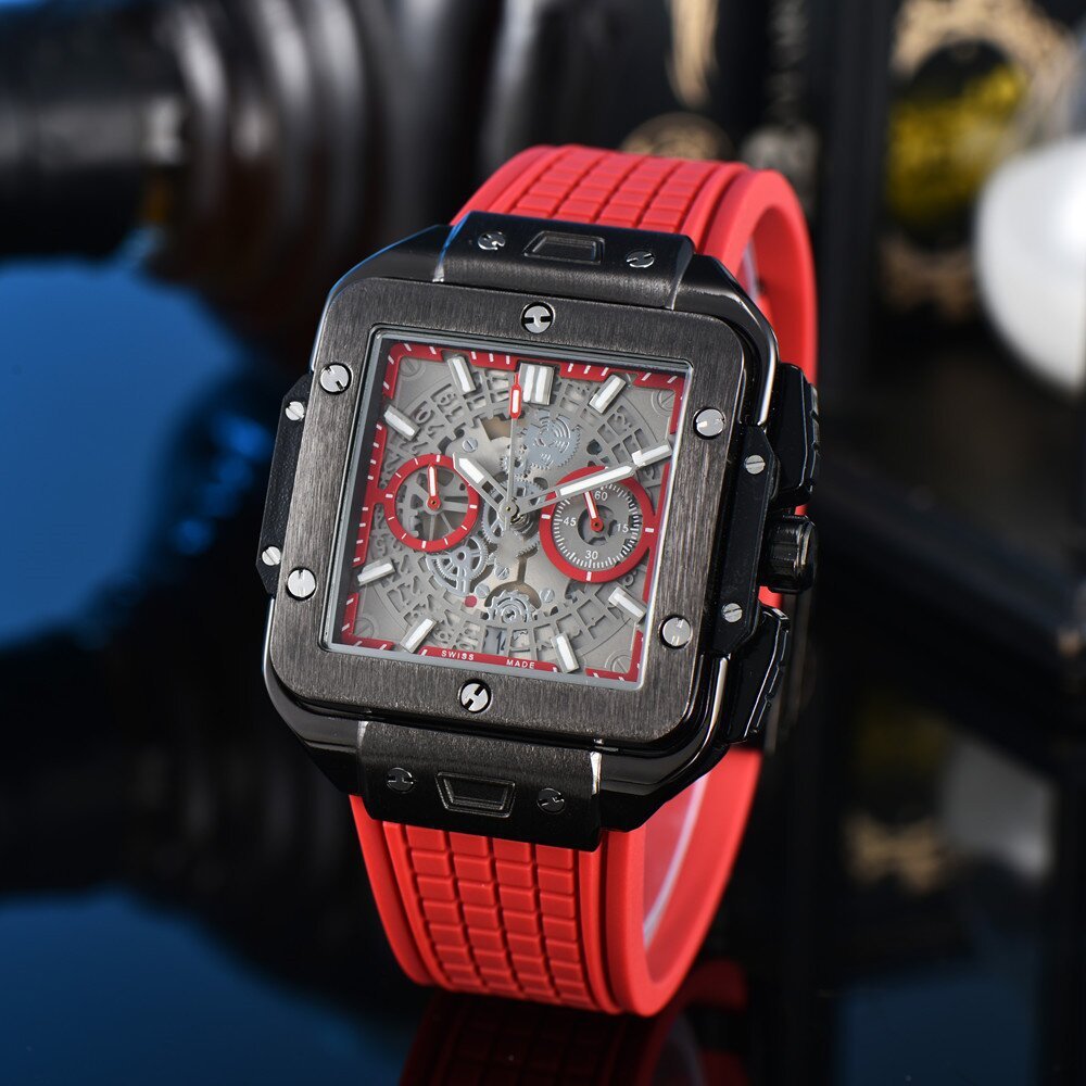 Quartzo Hollow Square assista homens de silicone multicolor