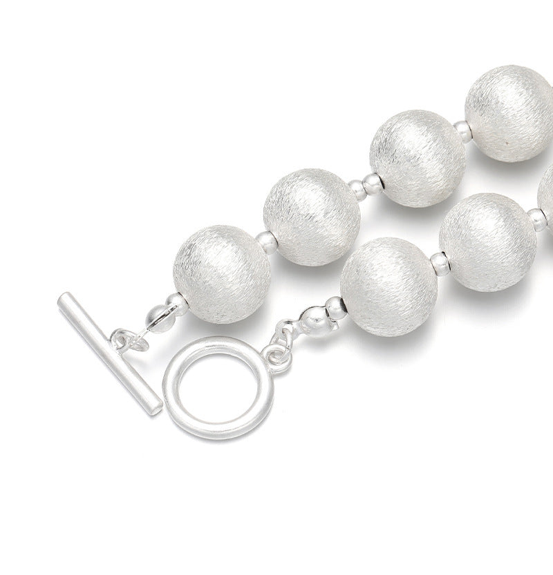 Original Design Nische Zeichnung Perlen gebratene Straße runde Perlen Schlüsselbeinpersönlichkeitsarmband und Halskette Set