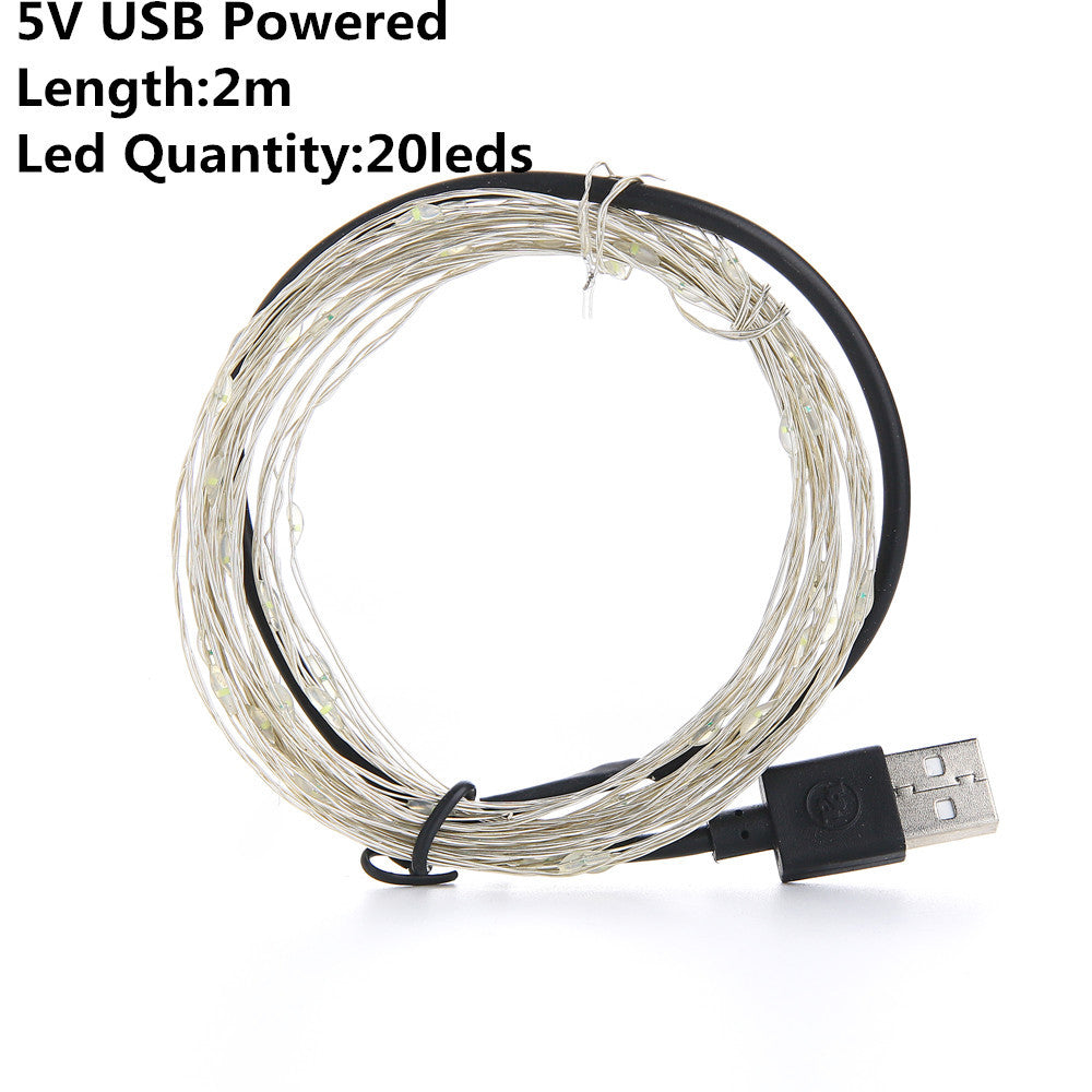 Weihnachtslicht LED Outdoor -Batterie USB angetrieben 2m 5m10m Saiten Lichter Cooper Wire Girlande Hochzeitsfeier Dekoration Feenleuchte